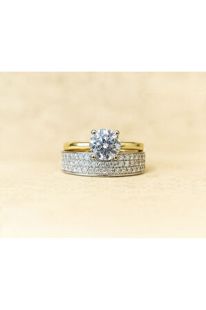 8 AYAR ALTIN TEKTAŞLI ALYANS YÜZÜK 8A143