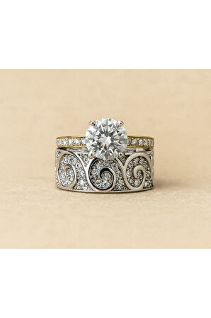 8 AYAR ALTIN TEKTAŞLI ALYANS YÜZÜK 8A146