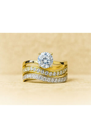 8 AYAR ALTIN TEKTAŞLI ALYANS YÜZÜK 8A152