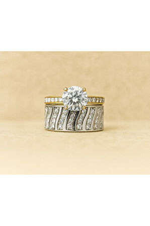 8 AYAR ALTIN TEKTAŞLI ALYANS YÜZÜK 8A157