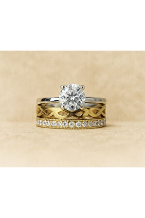 8 AYAR ALTIN TEKTAŞLI ALYANS YÜZÜK 8A159