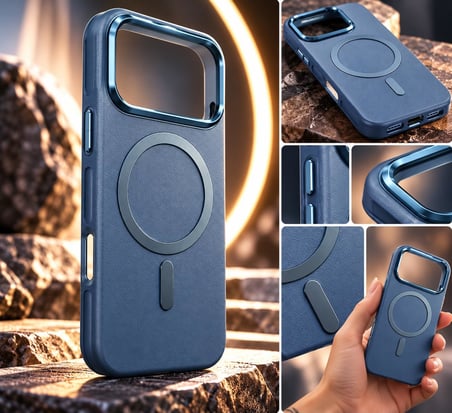 Premium Vegan Deri Kılıf Nar Cover iPhone 17/18 Pro Max ile Uyumlu MagSafe