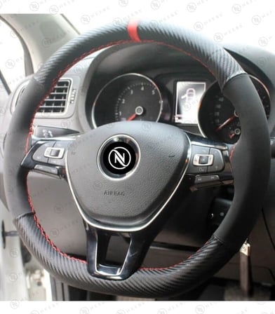 Honda Civic 2008 Direksiyon Kılıfı Alcantara Karbon Kırmızı Yüzük Kırmızı Dikiş