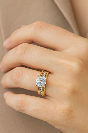 8 AYAR ALTIN TEKTAŞ YÜZÜK 8A122