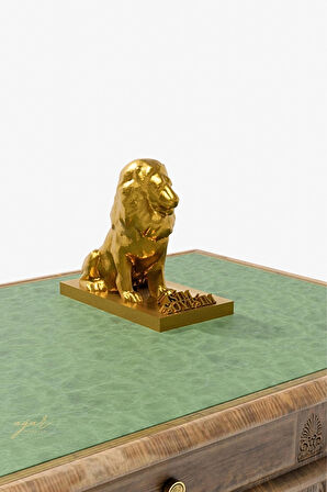 UĞUR MOBİLYA Altın Kaplama Heybetli Aslan Heykeli (İSME ÖZEL) GOLD LION