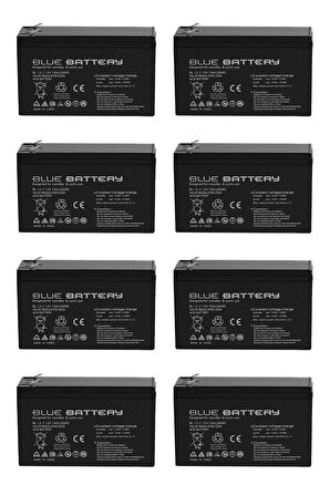 8 Adet Blue Battery 12v 7ah- Bakımsız Kuru Akü 2024 Haziran Üretim 12 Volt 7 Amper