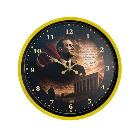 Sarı Cumhuriyet Prestij 36 x 36 Cm Duvar Saati iegxx