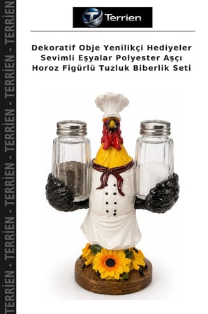 Dekoratif Obje Yenilikçi Hediyeler Sevimli Eşyalar Polyester Aşçı Horoz Figürlü Tuzluk Biberlik Seti