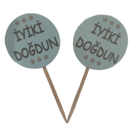 Premium Konsept Doğum Günü Öğe MAVİ GÜMÜŞ İYİ Kİ DOĞDUN KÜRDAN 10lu