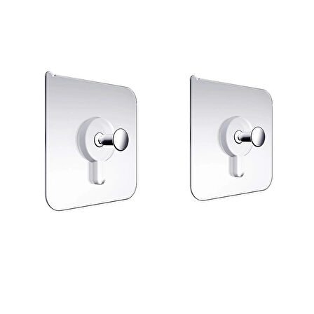 Microcase Güçlü Plastik Yapışkanlı Hanger Vidasız Eşya Ürün Taşıma Askılık 2 Adet -Şeffaf AL4344