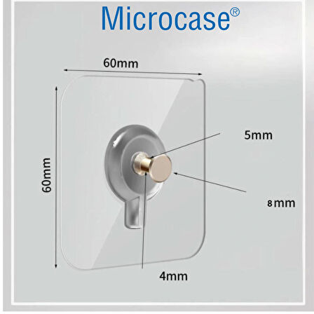 Microcase Güçlü Plastik Yapışkanlı Hanger Vidasız Eşya Ürün Taşıma Askılık 2 Adet -Şeffaf AL4344