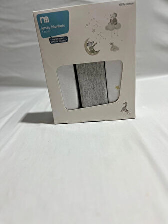 PAMUKBEBEK %100 COTTON 90X100 BASKILI 3LÜ MUSLİN BATTANİYE