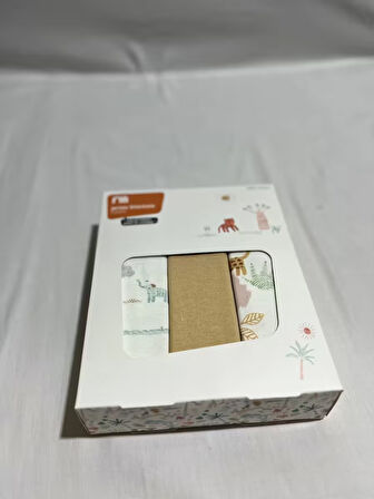 PAMUKBEBEK %100 COTTON 90X100 BASKILI 3LÜ MUSLİN BATTANİYE