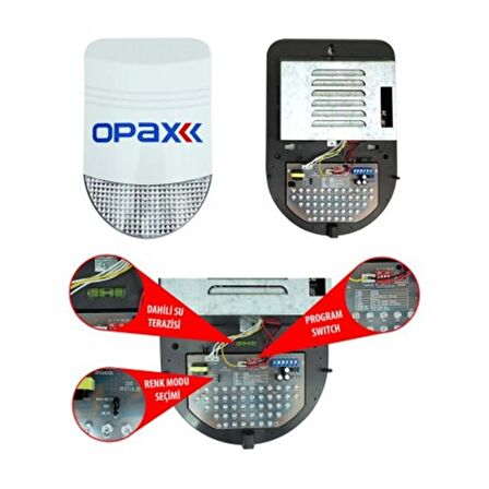 OPAX BGR-10 KABLOLU 48 LED KIRMIZI / MAVİ / KIRMIZI+MAVİ IŞIKLI HARİCİ ALARM SİRENİ