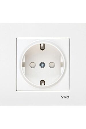VİKO Karre Topraklı Çocuk Korumalı Priz + Çerçeve Beyaz 6 ADET