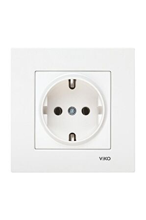 VİKO Karre Topraklı Priz + Çerçeve Beyaz 12 ADET