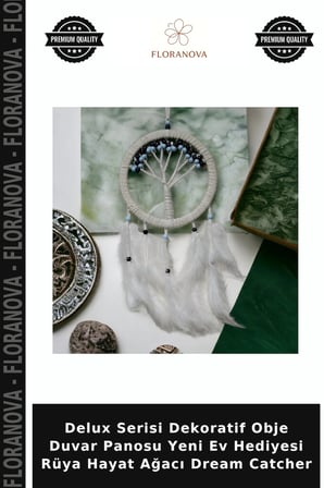 Delux Serisi Dekoratif Obje Duvar Panosu Yeni Ev Hediyesi Rüya Hayat Ağacı Dream Catcher