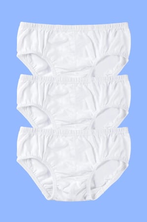Premium Düz Renk Günlük Slip Rahat İçlik Erkek Çocuk Beyaz Külot %100 Pamuklu 3'lü Paket
