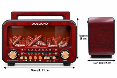 DOSOUND FP-2393-S Şömine Efektli Bluetooth Nostaljik Radyo