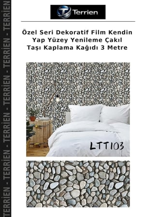 Özel Seri Dekoratif Film Kendin Yap Yüzey Yenileme Çakıl Taşı Kaplama Kağıdı 3 Metre