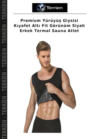 Premium Yürüyüş Giysisi Kıyafet Altı Fit Görünüm Siyah Erkek Termal Sauna Atlet