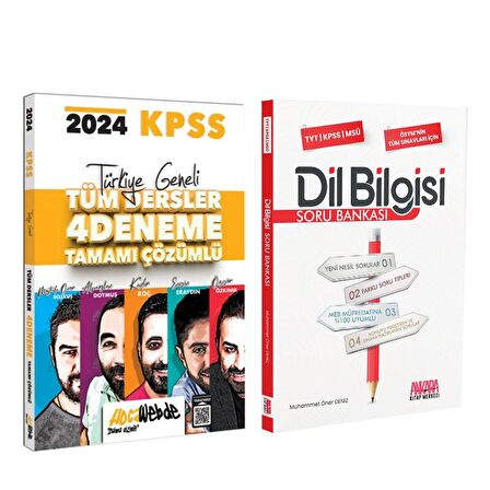 Hocawebde 2024 KPSS Lisans 4 Fasikül Deneme ve AKM Dil Bilgisi Soru Bankası Seti 2 Kitap