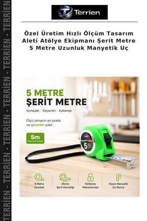 Özel Üretim Hızlı Ölçüm Tasarım Aleti Atölye Ekipmanı Şerit Metre 5 Metre Uzunluk Manyetik Uç