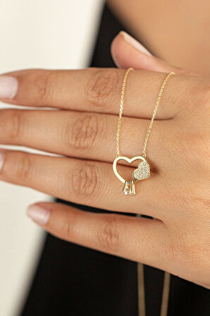 Tektaş Kalpler Altın Kolye 8k