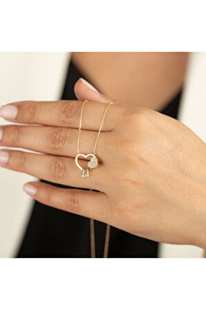 Tektaş Kalpler Altın Kolye 8k