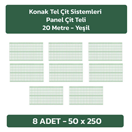 KONAK TEL ÇİT SİSTEMLERİ 8 ADET SADE PANEL ÇİT TELİ 50X250 CM YEŞİL