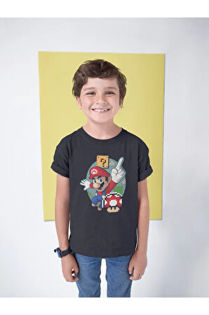 Mario Baskılı Unisex Oyun Çocuk Tişört (1-12 YAŞ)