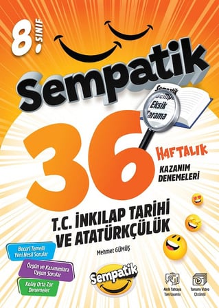 8.Sınıf Sempatik Türkçe-Matematik-Fen Bilimleri- İnkılap Tarihi ve Atatürkçülük 36 Haftalık Kazanım