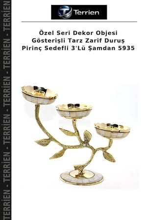 Özel Seri Dekor Objesi Gösterişli Tarz Zarif Duruş Pirinç Sedefli 3'Lü Şamdan 5935