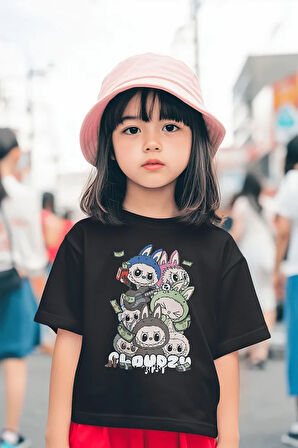 Labubu Baskılı Unisex Çizgi Film Çocuk Tişört (1-12 Yaş)