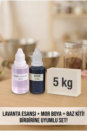 5 KG Şeffaf Sabun Bazı Mor Boya Lavanta Esanslı El Yapımı Sabun Bazı