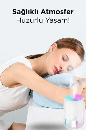 Dekoratif Yaşam Alanı Rahatlatıcı H6 Beyaz 200ml Ultrasonik Renkli Hava Nemlendirici
