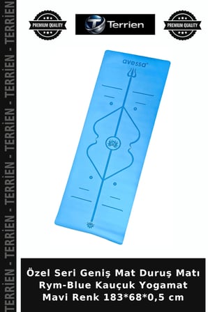 Özel Seri Geniş Mat Duruş Matı Rym-Blue Kauçuk Yogamat Mavi Renk 183*68*0,5 cm