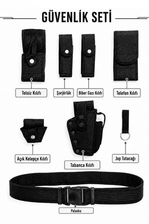 Özel Üretim Single Sword 8 Parça Siyah Güvenlik Kemeri Palaska Seti Modüler Kemer Saha Ekipmanı