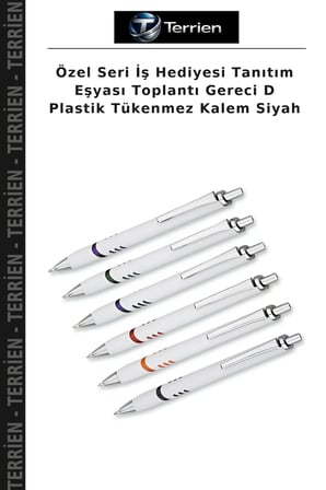 Özel Seri İş Hediyesi Tanıtım Eşyası Toplantı Gereci D Plastik Tükenmez Kalem Siyah
