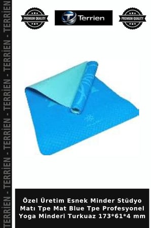 Özel Üretim Esnek Minder Stüdyo Matı Tpe Mat Blue Tpe Profesyonel Yoga Minderi Turkuaz 173*61*4 mm