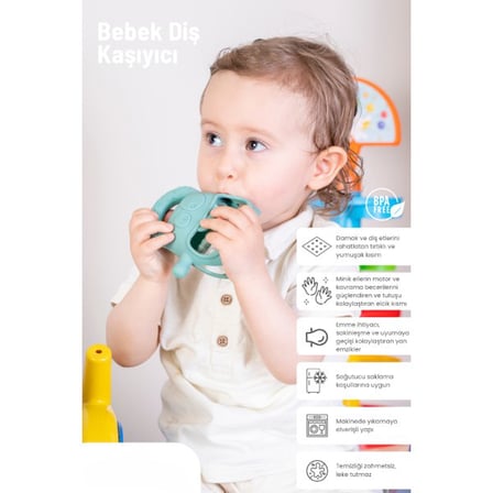 Özel Seri Dokunsal Keşif Doğal Emme Eğlenceli Koyu Yeşil Bebek Silikon Diş Kaşıyıcı