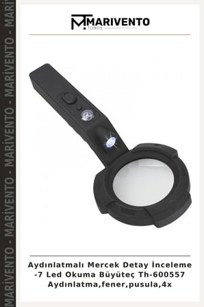Aydınlatmalı Mercek Detay İnceleme -7 Led Okuma Büyüteç Th-600557 Aydınlatma,fener,pusula,4x