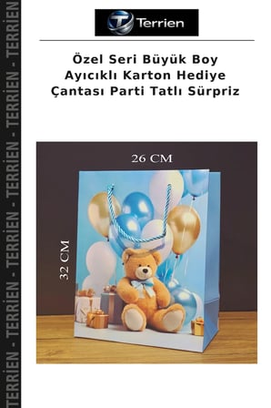Özel Seri Büyük Boy Ayıcıklı Karton Hediye Çantası Parti Tatlı Sürpriz