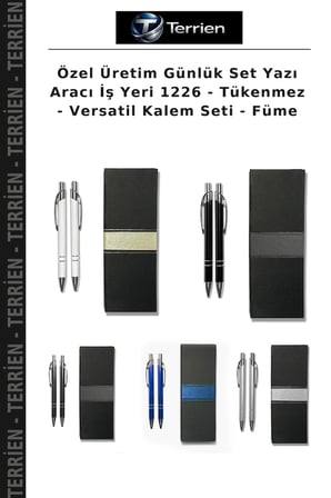 Özel Üretim Günlük Set Yazı Aracı İş Yeri 1226 - Tükenmez - Versatil Kalem Seti - Füme