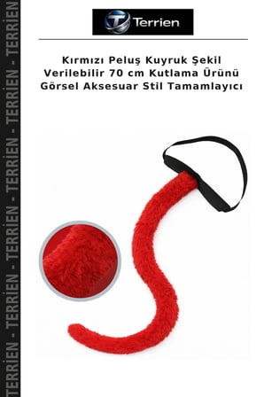 Kırmızı Peluş Kuyruk Şekil Verilebilir 70 cm Kutlama Ürünü Görsel Aksesuar Stil Tamamlayıcı