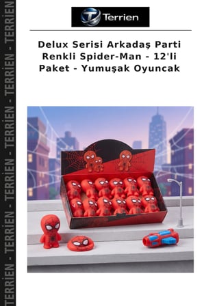 Delux Serisi Arkadaş Parti Renkli Spider-Man - 12'li Paket - Yumuşak Oyuncak