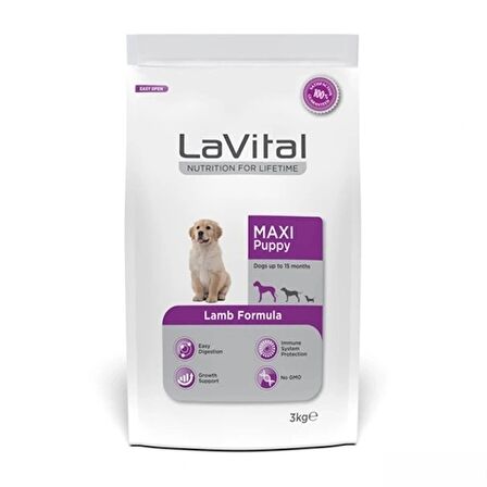 LaVital Maxi Puppy Büyük Irk Kuzulu Yavru Köpek Maması 3 kg