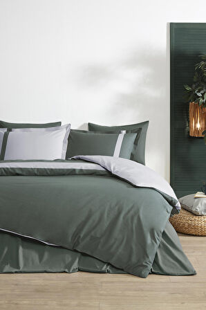Özdilek Colour Stripe Çift Kişilik Nevresim Takımı Haki