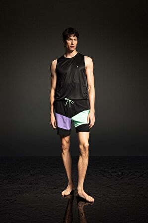 DeFactoFit Regular Fit Baskılı Esnek Dokulu Sporcu Kısa Boy Deniz Şortu B5998AX24HSBK81