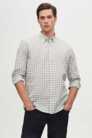 D'S Damat Slim Fit Gri Kareli Ekoseli Gömlek 7HC02ORT09265